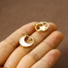 Imagen de 2 Unidades Respetuoso del Medio Ambiente Latón Galaxia Colgantes 18K Oro Real Chapado Esmalte Ronda Micro Pave Claro Circón Artificial 19mm x 14mm