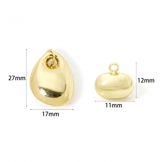 Immagine di 2 Pz Ecologico Ottone Ciondoli 18K Vero Oro Placcato 3D