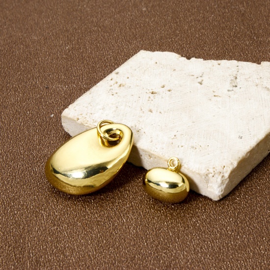 Immagine di 2 Pz Ecologico Ottone Ciondoli 18K Vero Oro Placcato 3D