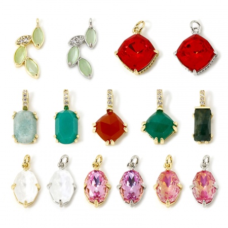 Umweltfreundlich Messing und Edelstein Charms Echtgold plattiert Geometrie