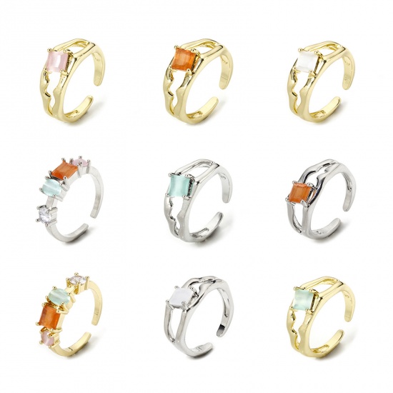 Picture of Eco-friendly Stylish Real Gold Plated Brass & Resin Open Rings For Women 16.9mm(US Size 6.5)