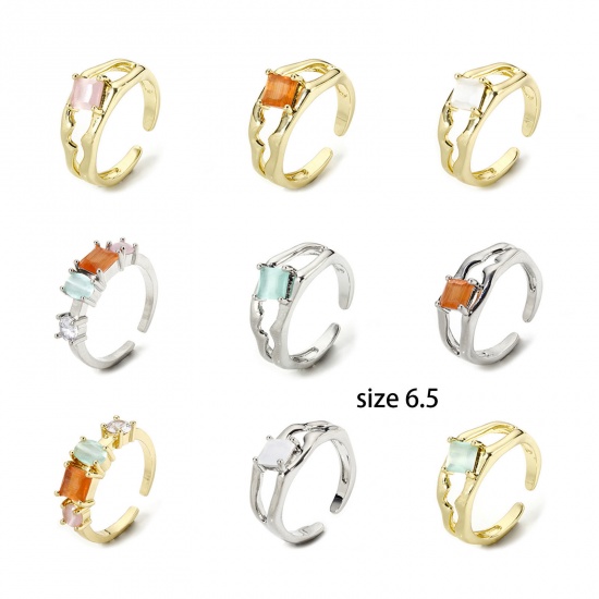 Picture of Eco-friendly Stylish Real Gold Plated Brass & Resin Open Rings For Women 16.9mm(US Size 6.5)