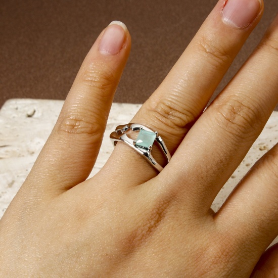 Picture of Eco-friendly Stylish Real Gold Plated Brass & Resin Open Rings For Women 16.9mm(US Size 6.5)