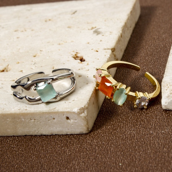 Picture of Eco-friendly Stylish Real Gold Plated Brass & Resin Open Rings For Women 16.9mm(US Size 6.5)