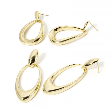 1 Paio Ecologico Elegante 18K Vero Oro Placcato Ottone Con Tappi Orecchino Per Donne Festa Posta / Filo Dimensione: 0.8mm