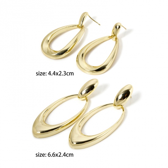 Immagine di 1 Paio Ecologico Elegante 18K Vero Oro Placcato Ottone Con Tappi Orecchino Per Donne Festa Posta / Filo Dimensione: 0.8mm