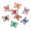 Picture of Eco-friendly PVD Vacuum Plating 304 Stainless Steel Charms Gold Plated Enamel Butterfly Animal 20mm x 15.5mm