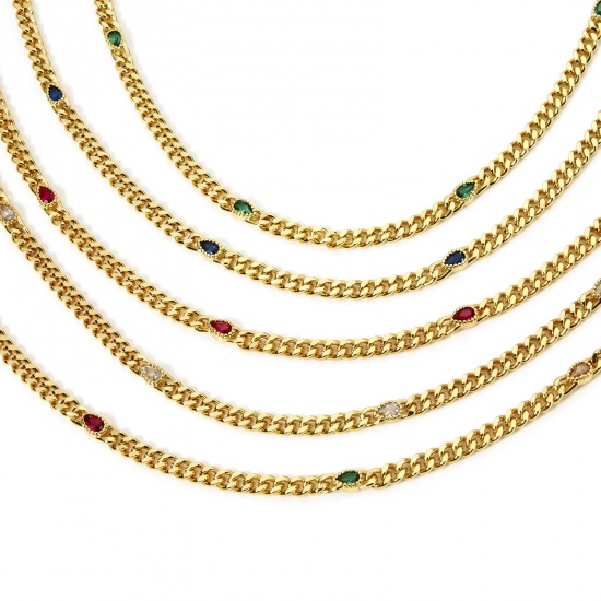 Imagen de 1 M Respetuoso del Medio Ambiente Latón Cadenas de Curb Para Accesorios Hechos a Mano para Hacer Joyas Gota 18K Oro Real Chapado 4.5mm