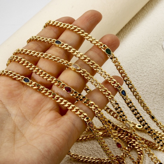 Imagen de 1 M Respetuoso del Medio Ambiente Latón Cadenas de Curb Para Accesorios Hechos a Mano para Hacer Joyas Gota 18K Oro Real Chapado 4.5mm