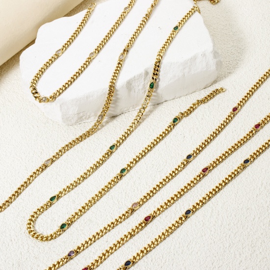 Imagen de 1 M Respetuoso del Medio Ambiente Latón Cadenas de Curb Para Accesorios Hechos a Mano para Hacer Joyas Gota 18K Oro Real Chapado 4.5mm
