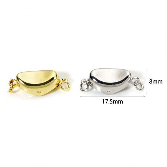 Bild von Umweltfreundlich Messing Eindrückverschlüsse Ingot Echtgold plattiert 17.5mm x 8mm
