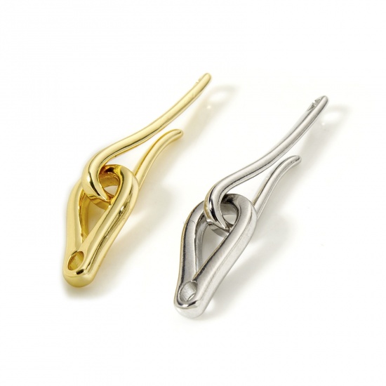 Immagine di 1 Serie Ecologico Ottone Chiusure a Gancio Goccia Vero Oro Placcato 3.6cm x 0.8cm