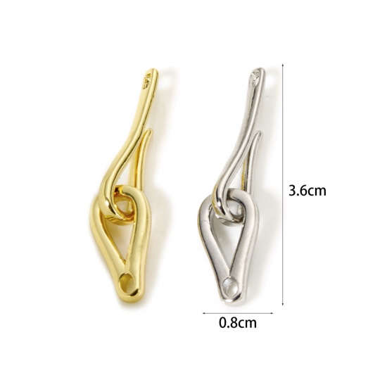 Immagine di 1 Serie Ecologico Ottone Chiusure a Gancio Goccia Vero Oro Placcato 3.6cm x 0.8cm