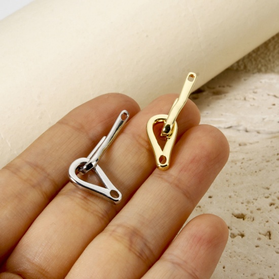 Immagine di 1 Serie Ecologico Ottone Chiusure a Gancio Goccia Vero Oro Placcato 3.6cm x 0.8cm