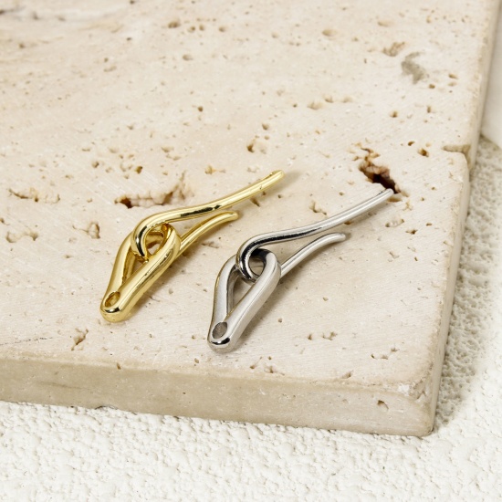 Immagine di 1 Serie Ecologico Ottone Chiusure a Gancio Goccia Vero Oro Placcato 3.6cm x 0.8cm