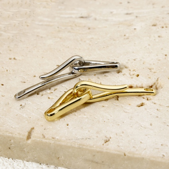 Immagine di 1 Serie Ecologico Ottone Chiusure a Gancio Goccia Vero Oro Placcato 3.6cm x 0.8cm