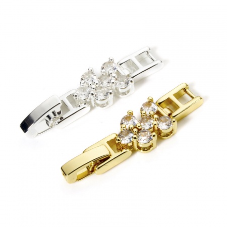 1 Stück Umweltfreundlich Messing Faltverschlüsse Pfeilspitze Echtgold plattiert Klar Zirkonia 3.3cm x 0.9cm