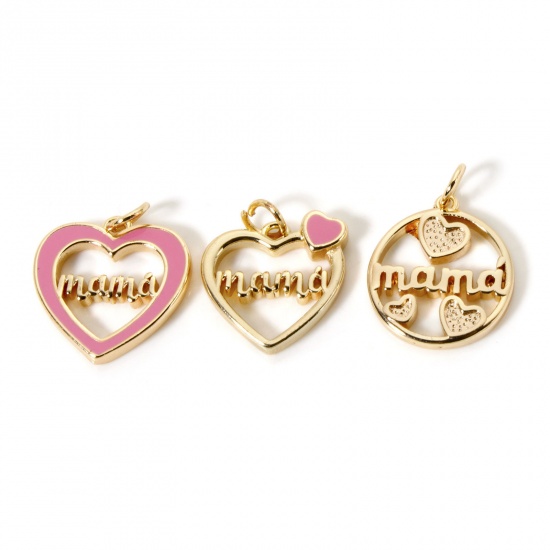 Picture of Eco-friendly Brass Mother's Day Charms 18K Real Gold Plated English Vocabulary Message " Mama "