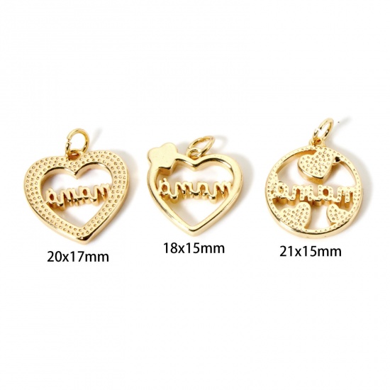 Picture of Eco-friendly Brass Mother's Day Charms 18K Real Gold Plated English Vocabulary Message " Mama "