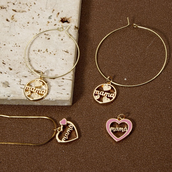 Picture of Eco-friendly Brass Mother's Day Charms 18K Real Gold Plated English Vocabulary Message " Mama "