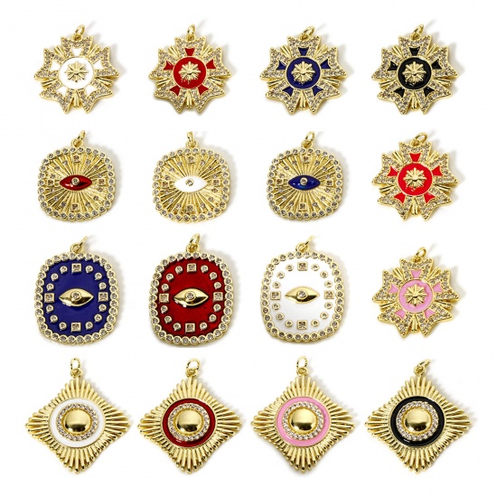 Imagen de 1 Unidad Respetuoso del Medio Ambiente Latón Colgantes 18K Oro Real Chapado Micro Pave Claro Circón Artificial