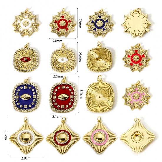 Imagen de 1 Unidad Respetuoso del Medio Ambiente Latón Colgantes 18K Oro Real Chapado Micro Pave Claro Circón Artificial