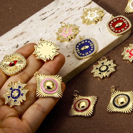 Imagen de 1 Unidad Respetuoso del Medio Ambiente Latón Colgantes 18K Oro Real Chapado Micro Pave Claro Circón Artificial