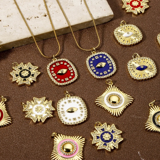 Imagen de 1 Unidad Respetuoso del Medio Ambiente Latón Colgantes 18K Oro Real Chapado Micro Pave Claro Circón Artificial
