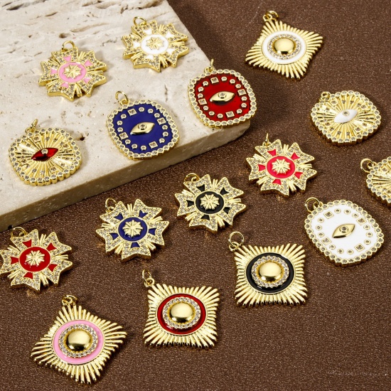 Imagen de 1 Unidad Respetuoso del Medio Ambiente Latón Colgantes 18K Oro Real Chapado Micro Pave Claro Circón Artificial