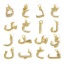 Picture of Eco-friendly Brass Charms 18K Real Gold Plated Arabic Letter Micro Pave Clear Cubic Zirconia