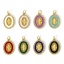 Picture of Eco-friendly Brass Religious Charms 18K Real Gold Plated Enamel Oval Jesus Micro Pave Clear Cubic Zirconia 24mm x 14mm