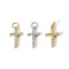 Immagine di 1 Pz Ecologico Ottone Religione Ciondoli Vero Oro Placcato Croce Micro Spianare Trasparente Cubic Zirconiae