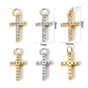 Picture of Eco-friendly Brass Religious Charms Real Gold Plated Cross Micro Pave Clear Cubic Zirconia