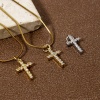 Picture of Eco-friendly Brass Religious Charms Real Gold Plated Cross Micro Pave Clear Cubic Zirconia