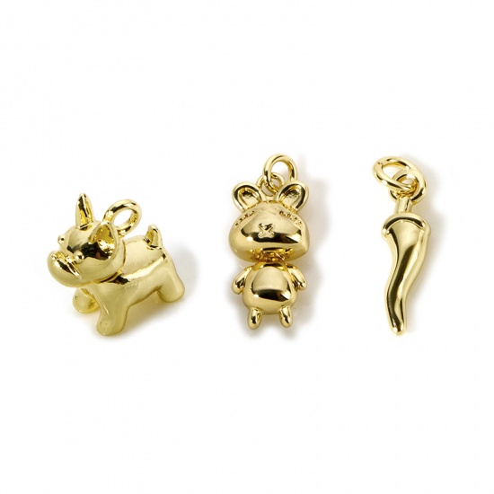 Picture of Eco-friendly Brass Charms 18K Real Gold Plated 3D