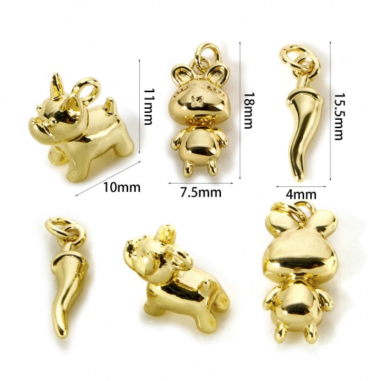 Picture of Eco-friendly Brass Charms 18K Real Gold Plated 3D