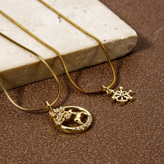 Immagine di 2 Pz Ecologico Ottone Natale Ciondoli 18K Vero Oro Placcato Micro Spianare Trasparente Cubic Zirconiae