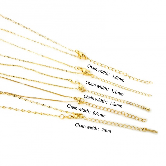 Picture of Eco-friendly Brass Link Chain Necklace 18K Real Gold Plated With Lobster Claw Clasp And Extender Chain