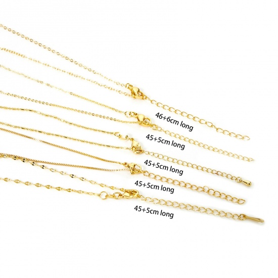 Picture of Eco-friendly Brass Link Chain Necklace 18K Real Gold Plated With Lobster Claw Clasp And Extender Chain