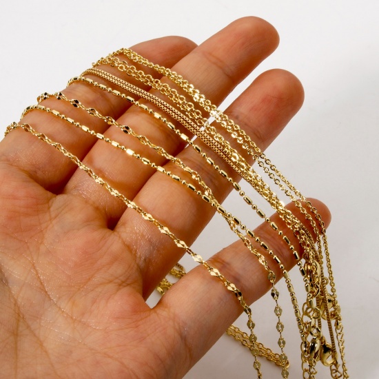Picture of Eco-friendly Brass Link Chain Necklace 18K Real Gold Plated With Lobster Claw Clasp And Extender Chain