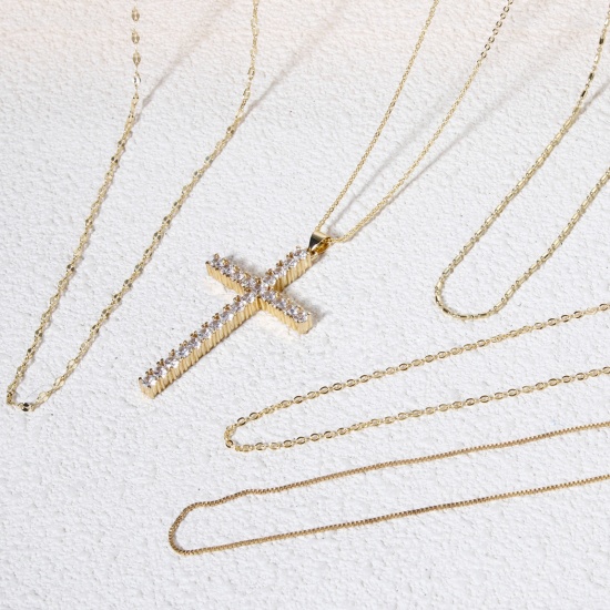 Picture of Eco-friendly Brass Link Chain Necklace 18K Real Gold Plated With Lobster Claw Clasp And Extender Chain