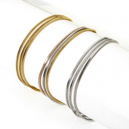 1 Unidad Respetuoso del Medio Ambiente Elegante Elegante Multicolor 304 Acero Inoxidable Cadenas de Serpiente Tobillera De Capas MúLtiples Para Mujeres Fiesta 22.5cm longitud