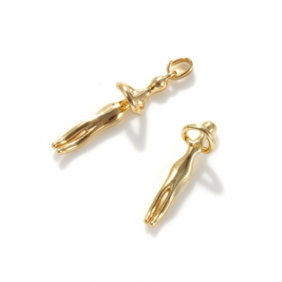 1 セット 真鍮 バレンタイン・デー ペンダント 18Kゴールドメッキ 恋人 取り外し可能 3.2cm x 1cm、 の画像