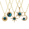 Picture of Eco-friendly Exquisite Starry Sky Planet Luxury Inlaid Zircon Galaxy 18K Real Gold Plated Brass & Glass Lips Chain Pendant Charm Necklace For Women 45cm(17.7") + 5cm(2") long