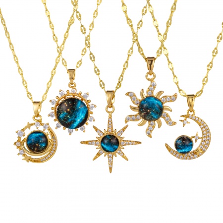 1 Unidad Respetuoso del Medio Ambiente Galaxia 18K Oro Real Chapado Latón & Vidrio Cadena de Labios Collar con Colgante Para Mujeres 45cm + 5cm longitud