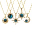 Picture of Eco-friendly Exquisite Starry Sky Planet Luxury Inlaid Zircon Galaxy 18K Real Gold Plated Brass & Glass Lips Chain Pendant Charm Necklace For Women 45cm(17.7") + 5cm(2") long