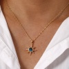 Picture of Eco-friendly Exquisite Starry Sky Planet Luxury Inlaid Zircon Galaxy 18K Real Gold Plated Brass & Glass Lips Chain Pendant Charm Necklace For Women 45cm(17.7") + 5cm(2") long