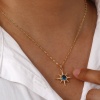 Picture of Eco-friendly Exquisite Starry Sky Planet Luxury Inlaid Zircon Galaxy 18K Real Gold Plated Brass & Glass Lips Chain Pendant Charm Necklace For Women 45cm(17.7") + 5cm(2") long