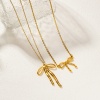 Picture of Eco-friendly Vacuum Plating Dainty Trendy 304 Stainless Steel Link Cable Chain Bowknot Pendant Charm Necklace For Women Gift