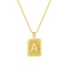 Picture of Eco-friendly Stylish Capital Alphabet Initial Letter Name 18K Real Gold Plated Brass Curb Link Chain Rectangle Stripe Message " A-Z " Pendant Charm Necklace Unisex 45cm(17.7") + 5cm(2") long